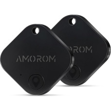 AMOROM Bluetooth Key Finder Air Tracker Tag, iOS & Android App, Phone Finder, Loud Ringtone, Replaceable Battery, for Keys/Luggage/Suitcase/Wallet (2 Pack)