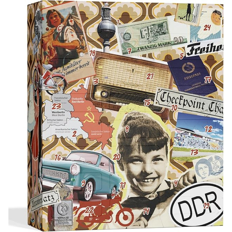UMBRELLA® DDR advento kalendorius 2024 [DDR Classic] - Advento kalendorius 2024 DDR saldumynai - VDR Kalėdų kalendorius - Advento kalendorius Rytų Vokietija ONostalgija Dovanų rinkinys (24 Rytų Vokietijos produktai)