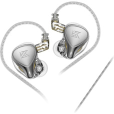 Yinyoo KZ ZEX PRO IEM ausinės, HiFi IEM ausinės su 1 elektrostatiniu ir 1 dinaminiu garsiakalbiu, nuimamu kabeliu, S/M/L ausų kištukais muzikantams (be mikrofono, ZEX PRO (sidabrinės spalvos))