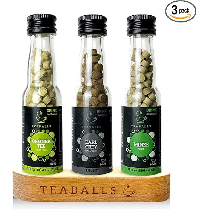 Teaballs Classic Set with Mint, Earl Grey, Green Tea, Pack of 3, 225 Cups of Tea