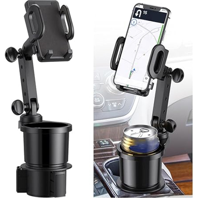 JNNJ 2 in 1 Upgrade Mobile Phone Holder, Car Drink Holder, 360° Rotation Universal Drink Holder for Car, Multifunctional Adjustable Mobile Phone Holder for All Phones
