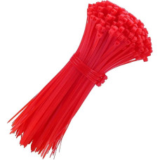 Kabelių raiščiai, 400 mm x 7,6 mm, 100 vnt., raudoni, aukščiausios kokybės nailono kabelių raiščiai, daugiafunkciniai plastikiniai kaklaraiščiai, saugus savaiminio fiksavimo mechanizmas, skirti namams, sodui, biurui ir 