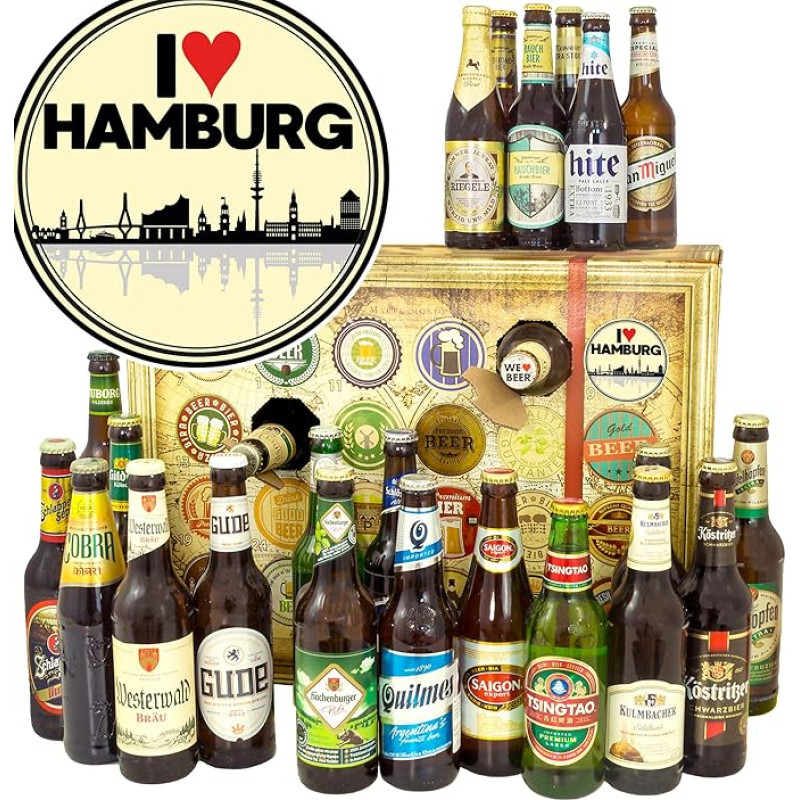 I love Hamburg/Bier Adventskalender 2024 2025 mit Bieren der Welt und Deutschland/Biere der WELT & DEUTSCHLAND