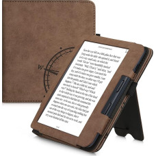 kwmobile Flip Case Compatible with Kobo Libra 2 - Cover Hand Strap - Compass Vintage Brown