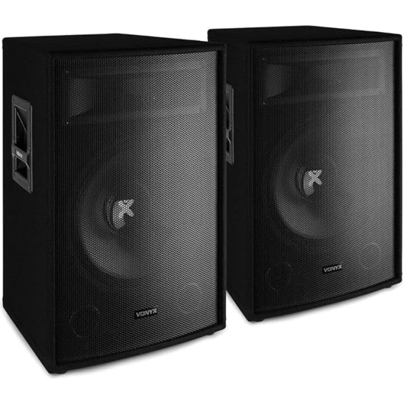 Vonyx SL15 PA Speaker Set, Passive DJ Boxes with 800 Watt Each, Passive PA System, Music Boxes for DJs, Musicians or Private at House Parties, Events