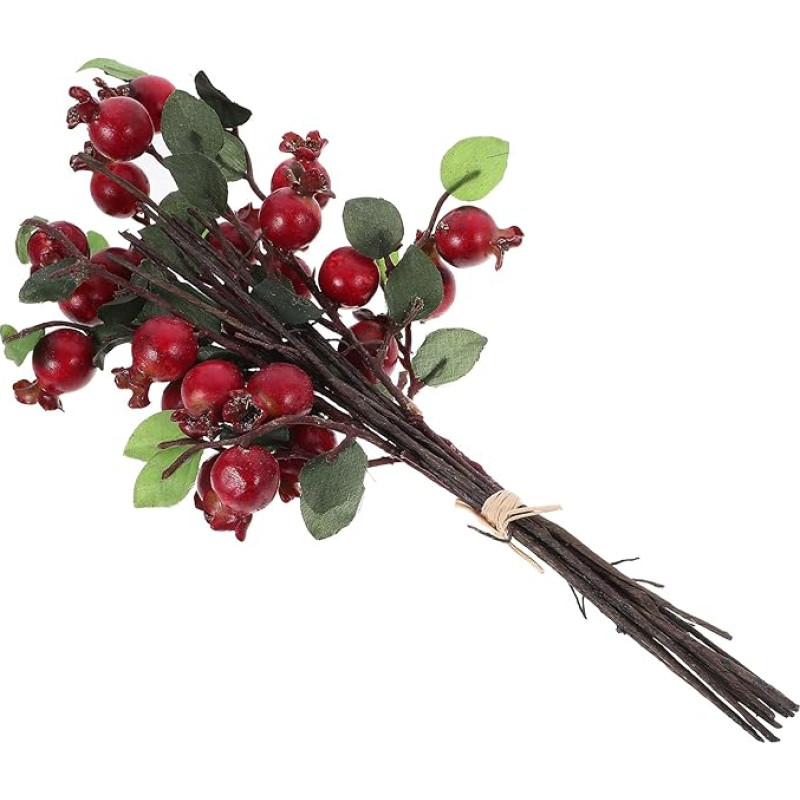 WINOMO Artificial Rose Hip Berries Pomegranate Branch Artificial Fruit Bouquet Wedding Home Decoration for Floral Arrangements (Red)