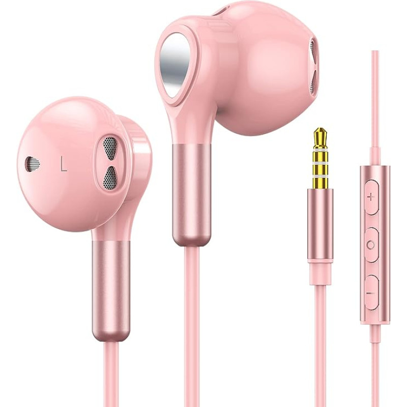 Headphones with cable, in-ear cable, in-ear headphones with 3.5 mm jack, cable headphones with microphone and volume control for iPhone, Samsung, Android, iPad, MP3, etc. 3.5 mm audio devices
