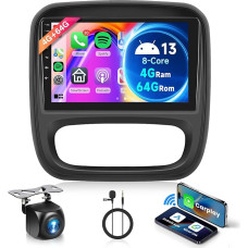 8 branduolių 4G + 64G belaidis Carplay Android 13 automobilinis radijas Opel Vivaro Renault Trafic Fiat Talento Nissan NV300 9 colių automobilinis radijas Android automobilinė navigacija GPS WiFi Mirror Link Bluetooth FM/RDS/SWC