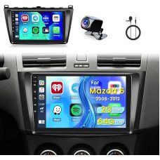 Inefala Upgrade 9 Inch Touchscreen Car Radio, 2 DIN Android 13 Radio for Mazda 6 2008-2012, 2G+64G, Wireless Carplay & Android Car, GPS/WiFi/BT/USB/RDS/FM, Microphone, Rear View Camera