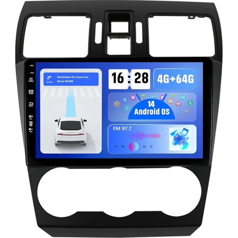 MISONDA 4G+64G Autoradio Android 14 Für Für Subaru Forester/XV/WRX 2012-2015 Rückfahrkamera und Mikrofon mit Kabelloses Carplay DSP Fast-Boot WLAN Lenkradsteuerung GPS Spiegel Link 9
