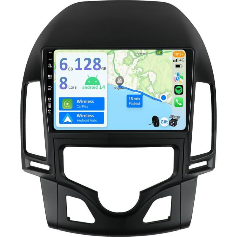 YUNTX [6GB + 128GB] Android 12 Car Radio for Hyundai-H I30 (2004-2007) [Integrated CarPlay/Android Car/DSP/GPS]-9 Inch IPS 2.5D Camera + MIC-DAB/Mirror Link/Bluetooth 5.0/360 Camera/Steering Wheel