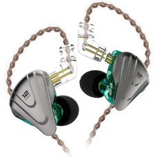 Yinyoo KZ ZSX 1DD+5BA IEM ausinės, 1 dinaminės 5 subalansuotos armatūros ausinės, KZ ausinės į ausis, šeši draiveriai, HiFi ausinės su nuimamu 2 kontaktų kabeliu (be mikrofono, žydros spalvos)