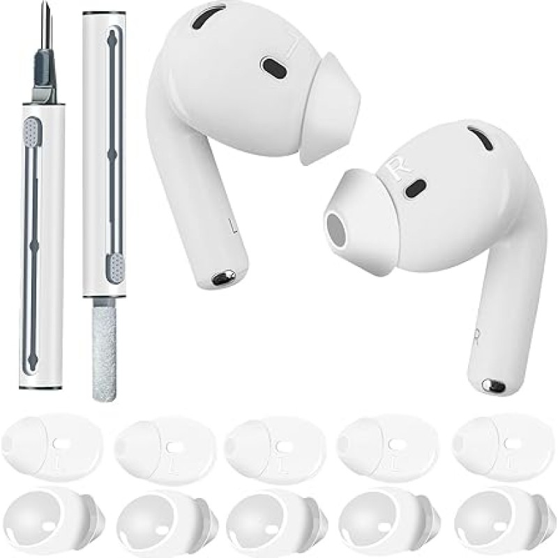 5 Paar Ohrstöpsel für AirPods 4, Silikon-Ohrstöpsel, suderinamas su Apple AirPods 4. Generation, rutschfeste Ohrstöpsel mit Reinigungsstift für Airpods 4 (weiß)