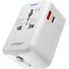 VOOMY Travel Plug with Quick Charger for Over 150 Countries, Travel Adapter with USB Charger and USB C Charger, Camping Accessories with Quick Charging 3.0, USB Plug and 20 W Charger USB C