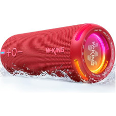 W-KING IPX7 Music Box Bluetooth Speaker Box, Speaker Boxes Bluetooth Outdoor Portable with Double Voice Coil, Customised EQ APP/Diefer Bass, V5.3/Lights/DSP/TF/AUX, Party Shower, Small