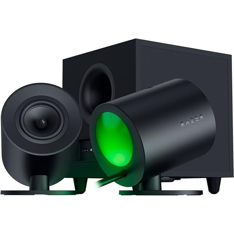 Razer Nommo V2 Full Range 2.1 Gaming Speaker for PC with Wired Subwoofer (3 Inch Full Range Driver with Aluminium Phase Plugs, THX Spatial Audio) Black