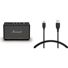 Marshall Acton III Wireless Bluetooth Speaker - Black & Amazon Basics Fast Charging Cable, USB-C to USB-A 2.0, 480Mbps