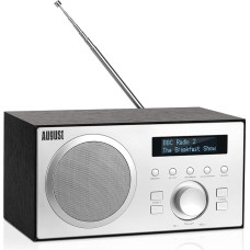 DAB+/FM Radio with Bluetooth August MB420 Digital Kitchen Radio Wooden Housing RDS Function 60 Presets HiFi Bluetooth Speaker 5W Radio Alarm Clock Sleep Timer Alarm Snooze USB / Aux-In / Aux-Out,