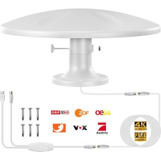 DVBT2 antena, patalpų antenos DVB-T ir DVB-T2 antenos su stiprintuvu, didelio nuotolio ir 360° priėmimo diapazono, patalpų antena televizoriams su stipriu magnetiniu pagrindu, tinka 4K 1080p ir visiems televizoriams