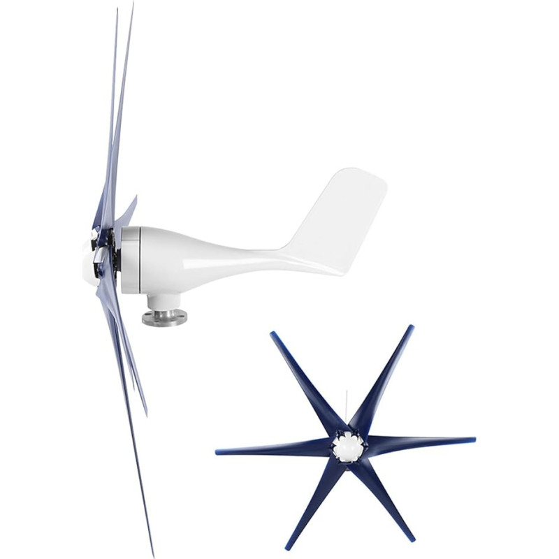 Profesionalus vėjo turbinų rinkinys, 1600 W 6 menčių vėjo generatorius, 2,0 m/s vėjo malūnas su nedideliu paleidimo greičiu, skirtas lauko pasidaryk pats (12 V mėlyna)