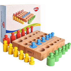 BOHS Montessori cilindrinių kaladėlių dėlionė - 6 mygtukai / 17 cm - rūšiavimo ir prijungimo žaidimas nuo 2 metų