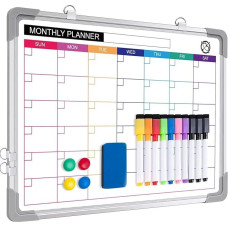 Magnetic Small Whiteboard A3 for Wall, ARCOBIS Monthly Planner Mini Whiteboard 40x30cm Hanging Double Sided Whiteboard for Planning