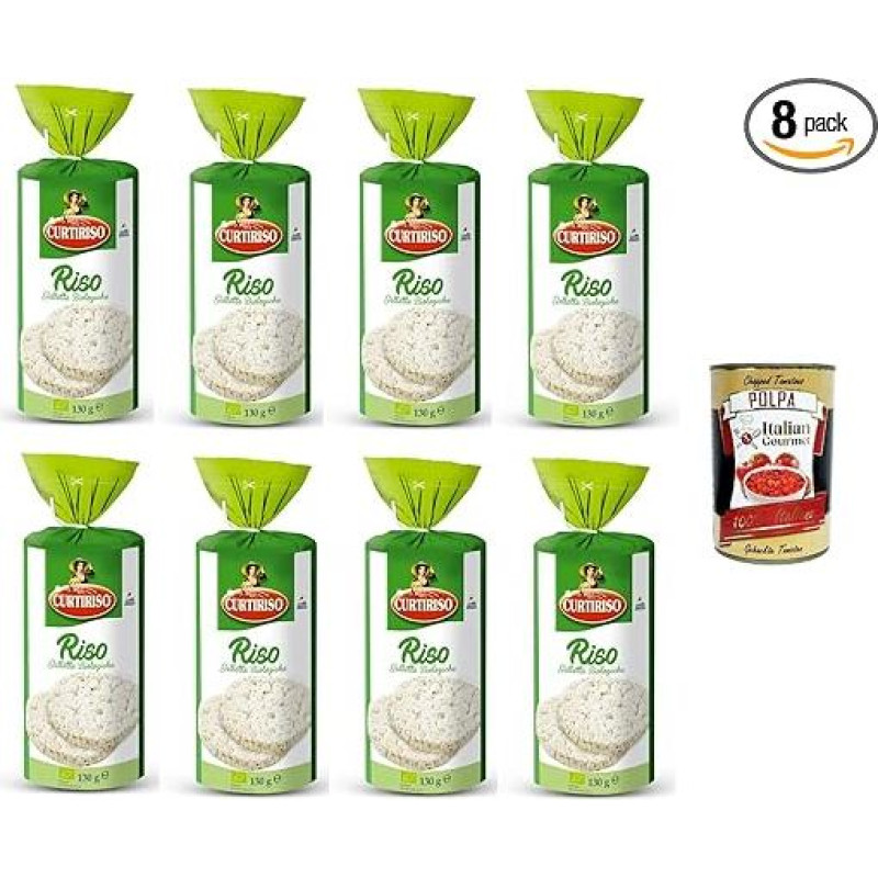Curtitiso Gallette di Riso Rice Cake Light, Scented and Low Calorie, 8 x 130 g + Italian Gourmet Polpa di Pomodoro 400 g