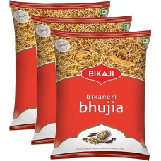 Bikaji Bhujia Snack 200 g - Aslee Bikaneri Namkeen Anytime Snack-Beutel, traditionell, indisch, salzig, knusprig, 3 Stück