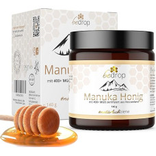 bedrop Manuka Honey with MGO 400+ 140 g XXL Glass - 100% Genuine Premium Manuka Honey from New Zealand with Certified Methylglyoxal Content (Analysis Certificate)