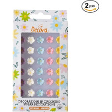 DECORA, 0500308 Bunte Zuckerblumen, Von Hand gefertigt mit natürlichen Farbstoffen, Verpackt in Blister, Ideal zum Verzieren von Torten und Gebäck, Packung mit 30 Stück.