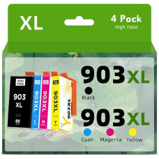 Timink 903XL Printer Cartridges Compatible with HP 903 XL Multipack Printer Cartridges for HP Officejet 6950 Officejet Pro 6960 6970 All-in-One Printer (Black, Cyan, Magenta, Yellow, Pack of 4)