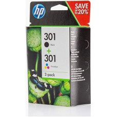HP Original N9J72AE / 301 for DeskJet 2514 2X Premium Printer Cartridge, Black, Cyan, Magenta, Yellow, 1x 190, 1x 165 Pages