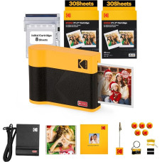 KODAK Mini 3 ERA 4PASS Mobile Photo Printer (7.6 x 7.6 cm) Photo Printer + Gift Package + 8 Sheets Included + 60-Sheet Cartridge, Yellow