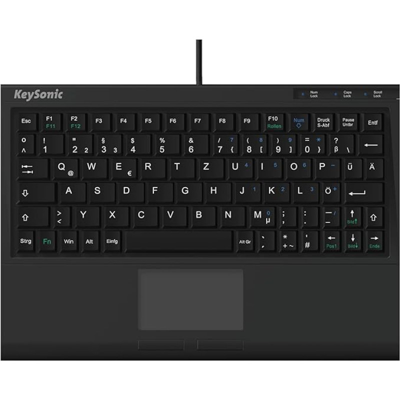 Keysonic ACK-340U USB keyboard german, QWERTZ, Windows® black Integriertes Touchpad, Maustasten