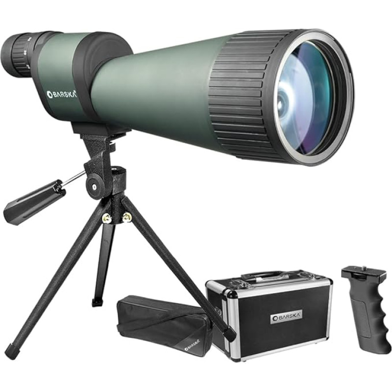 Barska Benchmark 18-90x88 Straight Spotting Scope with Handheld Tripod, Table Top Tripod, Soft Carrying Case And Hard Case