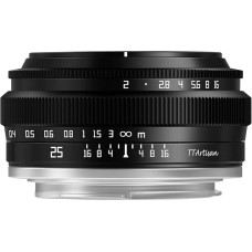 TTArtisan 25 mm F2.0 APS-C rankinis fotoaparato objektyvas Nešiojamas ekonomiškas portreto formato žmogiškumo gatvės natiurmorto objektyvas, skirtas M43 laikikliui