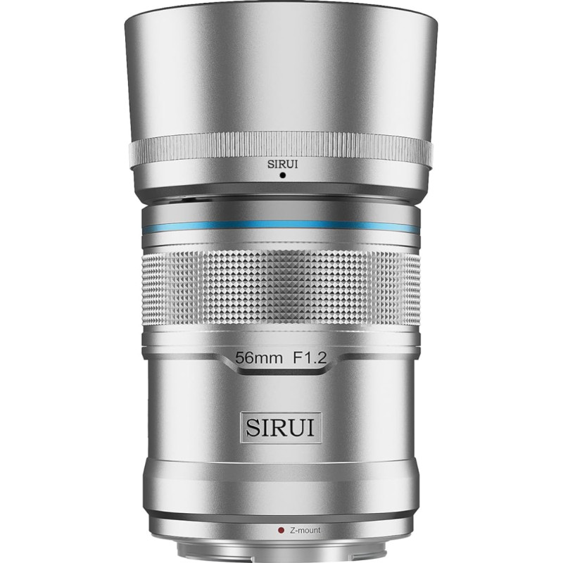 SIRUI Sniper 56 mm automatinio fokusavimo objektyvas F1.2 plataus kampo APS-C fotoaparato objektyvas (Z-Mount, sidabrinis)