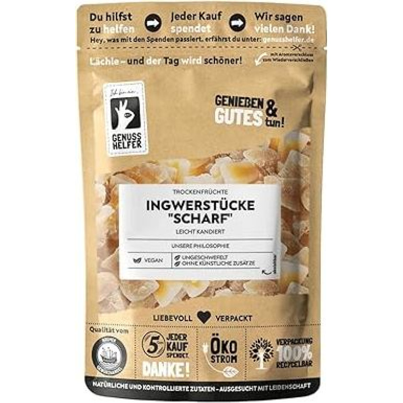 Bremer Gewürzhandel Ginger, Cubed Pieces, Aromatic Dried Fruits, Sharp, Unsulphurised, 3 x 200 g