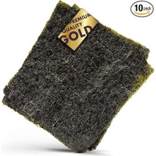 REISHUNGER Nori dumblių lapai aukso kokybės - 10 lakštų po 2,8 g - idealiai tinka Maki suši - intensyvaus skonio ir ypač atsparūs plyšimui