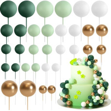 ASTARON 32 tortų puošybos rutuliukų pakuotė, mini balionai, skirti vestuvių vakarėliui, kūdikio šventei, gimtadieniui, torto puošybai (žalias auksas)