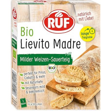 RUF Bio Lievito Madre Sourdough, Mild Wheat Sourdough, Dried Natural Yeast from Wheat Flour Type 00, Long Dough Guide for Ciabatta, Pinsa, Pizza Dough, 3 x 35 g