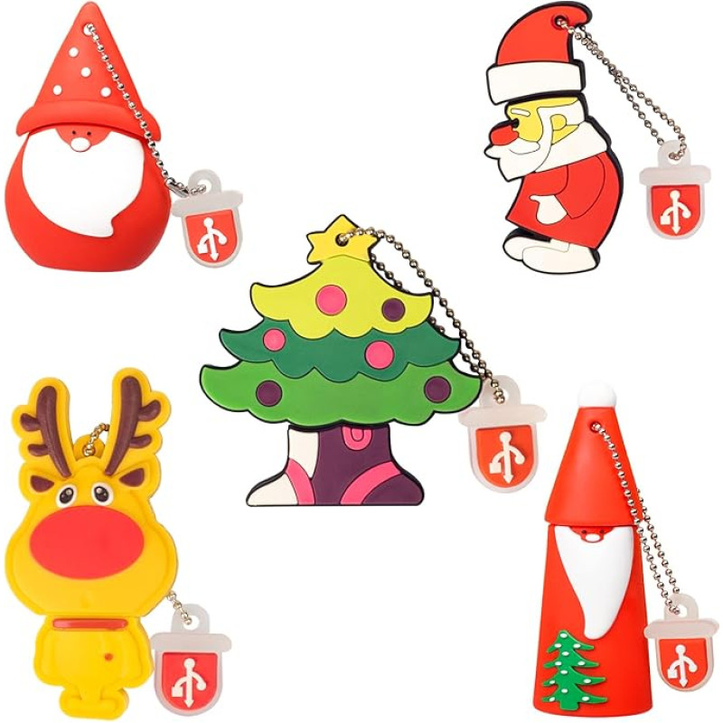 LEIZHAN USB atmintinė 16 GB Memory Stick Santa Claus Elk Cute Kalėdų serijos dovana studentams ir vaikams 5 vnt.
