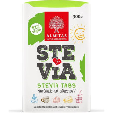 Stevijos tabletės (300 vnt.), pagamintos Vokietijoje, be eritritolio, be laktozės, tinka tik karštiems gėrimams