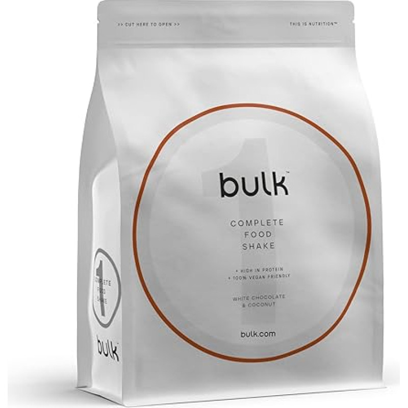 Bulk 1, Complete Meal Replacement, Vegan, Complete Food Shake, High Protein Content, White Chocolate Coconut, 3 kg