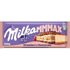 Milka Strawberry Cheesecake 1 x 300 g I Large Board with Cheesecake Flavour I Alpine Milk Chocolate I with Biscuit and Fruity Strawberry Filling I Milka Chocolate Made from 100% Alpine Milk I Table