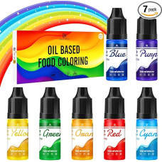Grease-soluble food colouring for chocolate, rainbow colours, oil-based food colours for fondant, cake decoration, baking, liquid food colouring for cocoa butter, buttercream, 12 g each