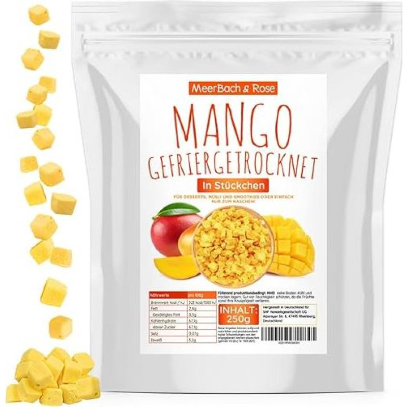 Mango Freeze-Dried, 250 g, Freeze-Dried Fruit, Free from Additives, Fruity, Made in Germany