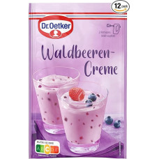 Dr. Oetker Wild Berry Cream Pack of 12, 12 x 52g Dessert Powder with Blueberries and Raspberry Pieces for Preparing a Wild Berry Cream Dessert