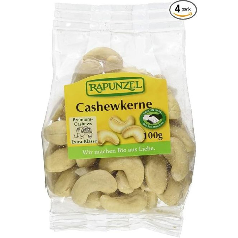 Rapunzel Cashew Nuts Whole HIH Pack of 4 (4 x 100 g) - Organic
