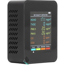 CO2 Monitor, Indoor Air Quality Meters Portable Carbon Dioxide Detector, LCD Backlight Screen CO2 TVOC HCHO PM2.5 PM10 Tester with Alarm Clock for Home